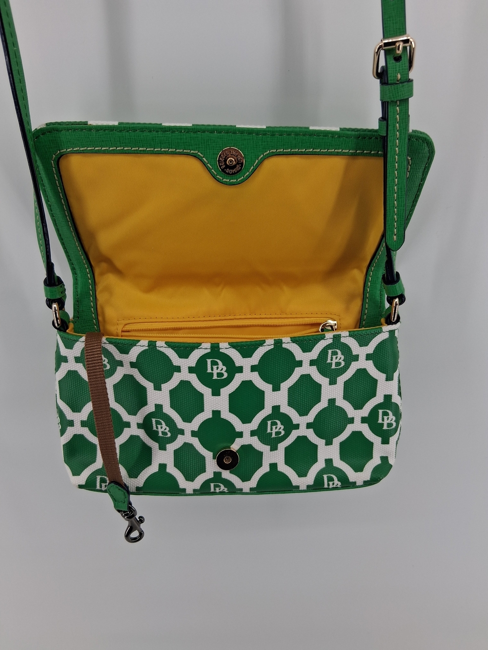 Dooney & Bourke Green and White Logo-Pattern Crossbody - Picture 4 of 5